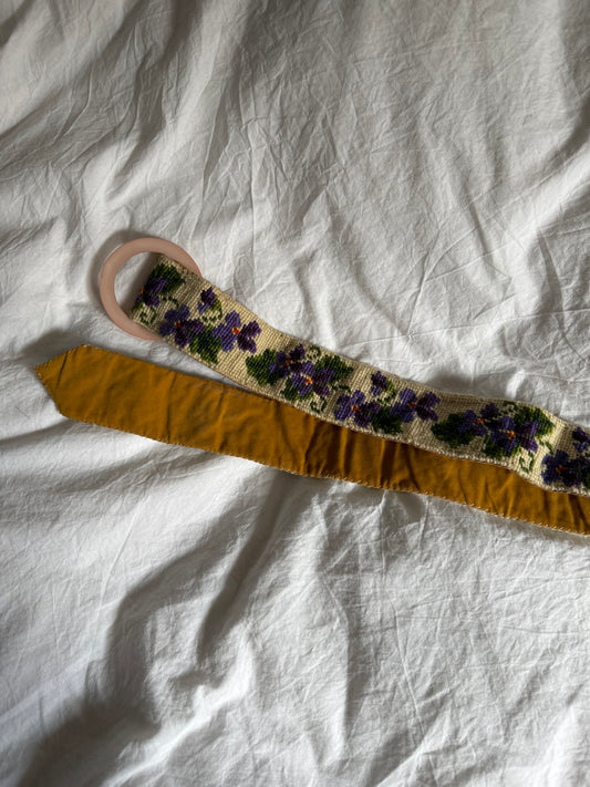 Vintage Belt with Flower Print