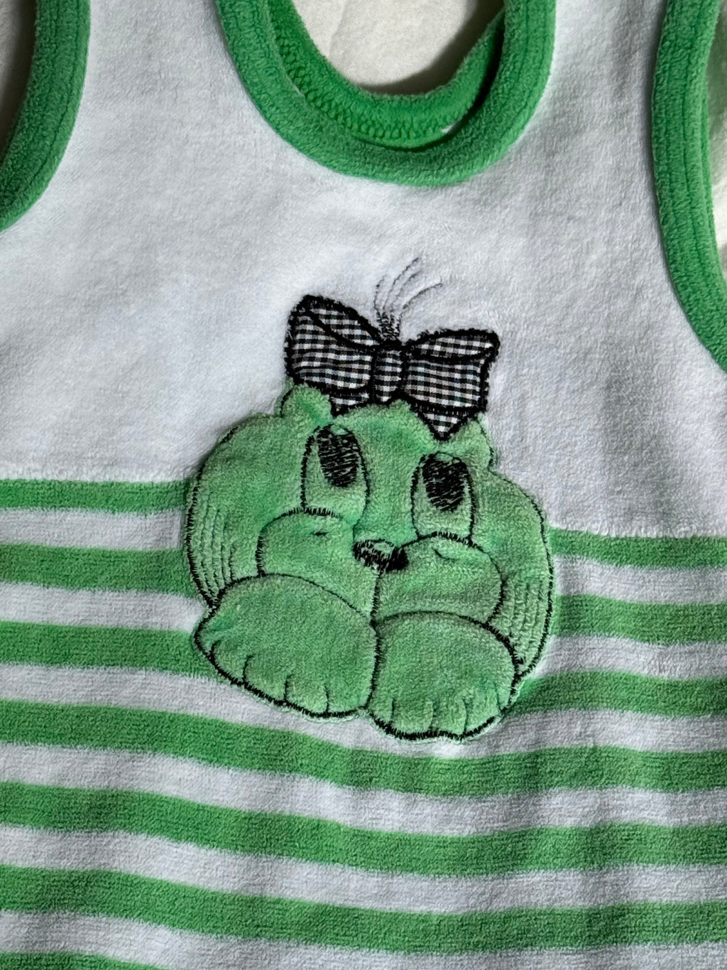 Vintage 1960s Striped Baby Romber with a Small Dog Motif