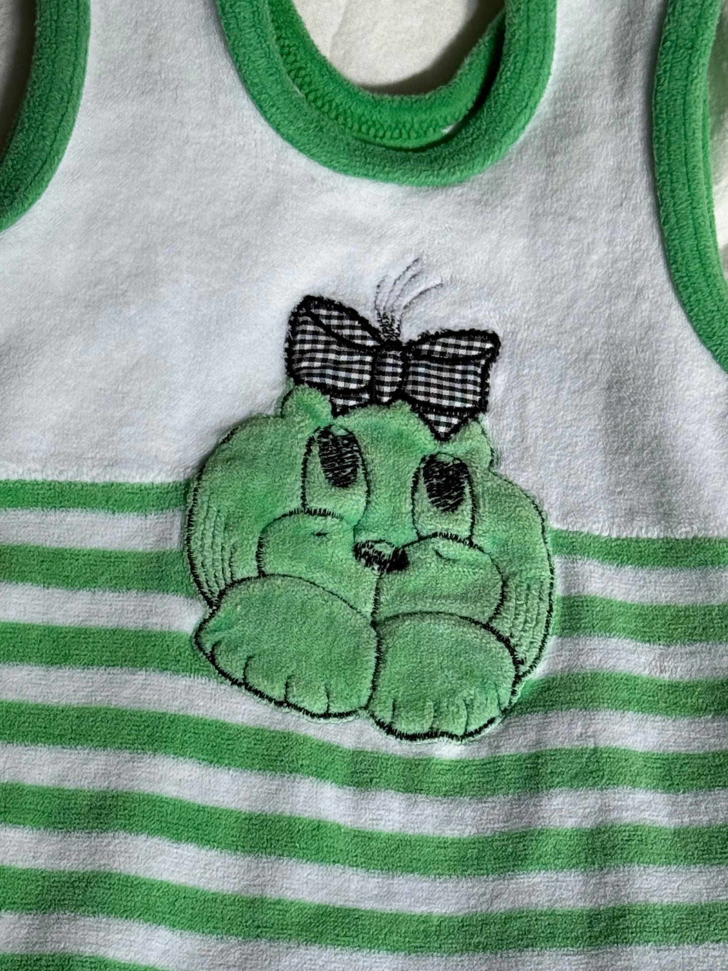 Vintage 1960s Striped Baby Romber with a Small Dog Motif