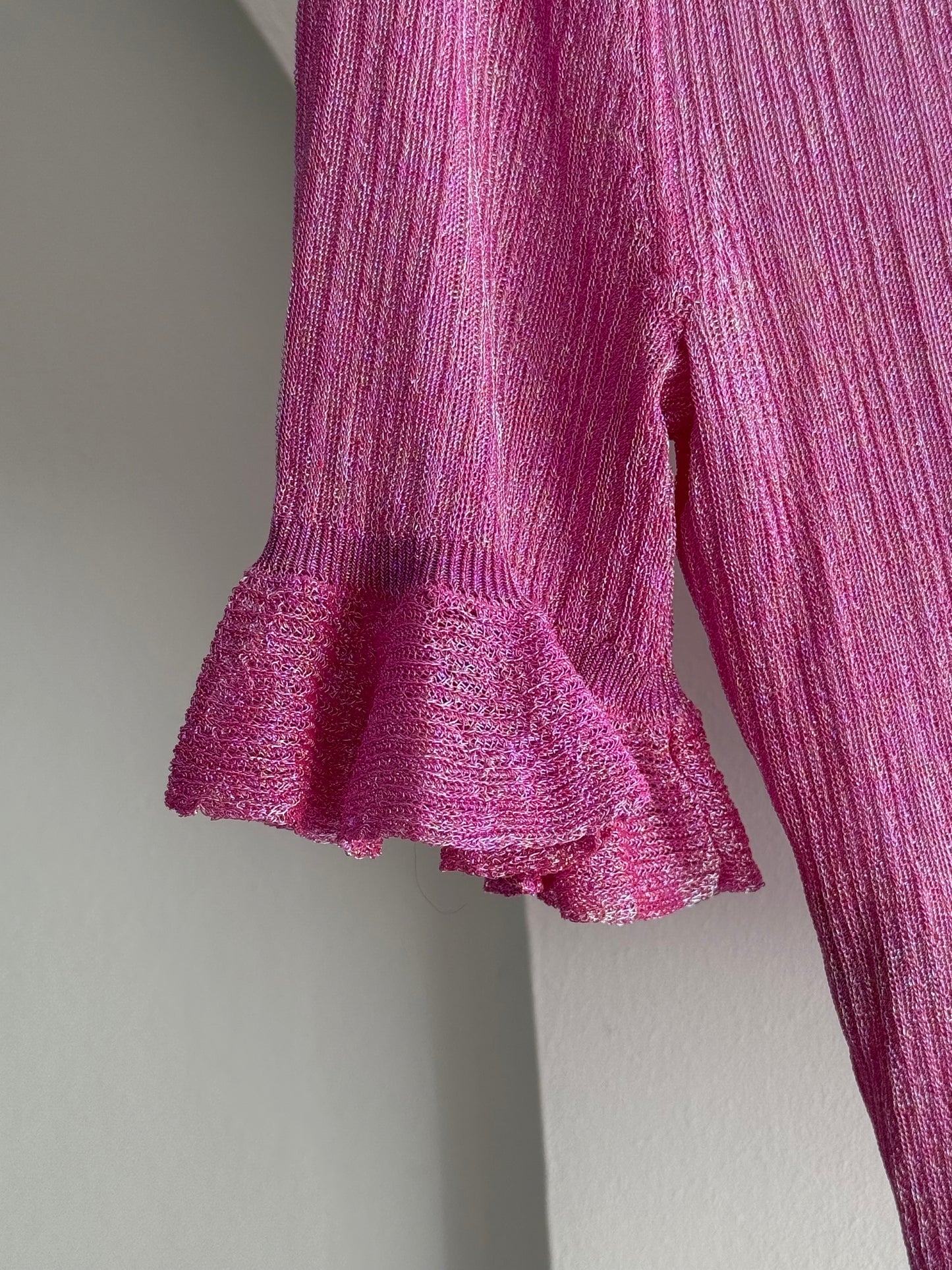 Ulla Johnson Pink Blouse with Shimmering Metallic Details