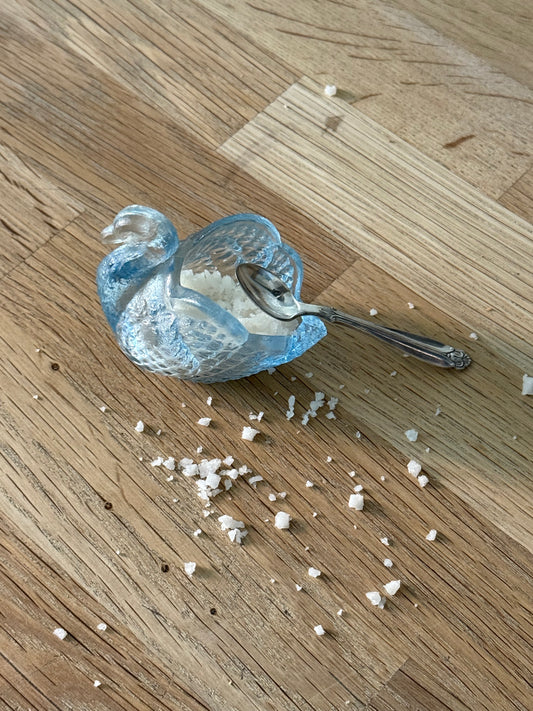Vintage Swan Salt Cellar with Small Vintage Spoon