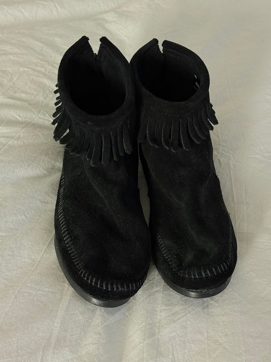 Minnetonka Fringe Moccasin Ankle Boots