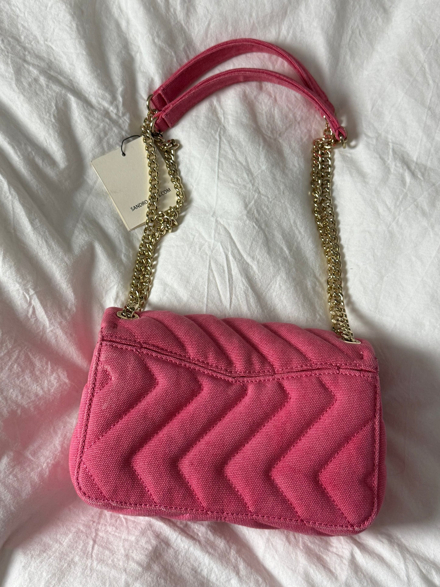Pink Sandro Quilted Pink Shoulder Bag