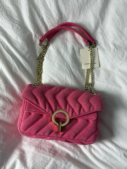 Pink Sandro Quilted Pink Shoulder Bag