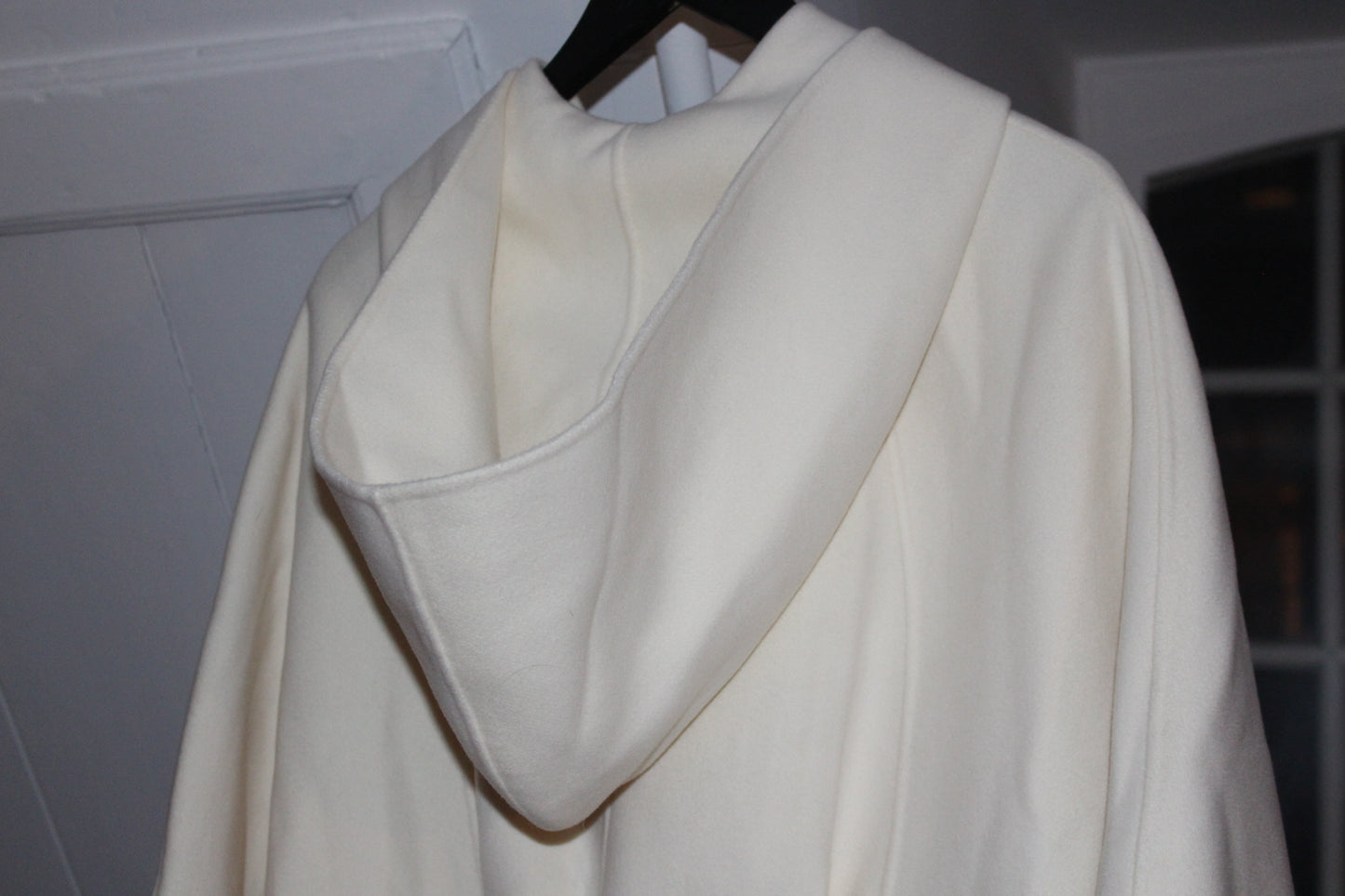 Mackage Wool Cream Poncho with Hood and Belt