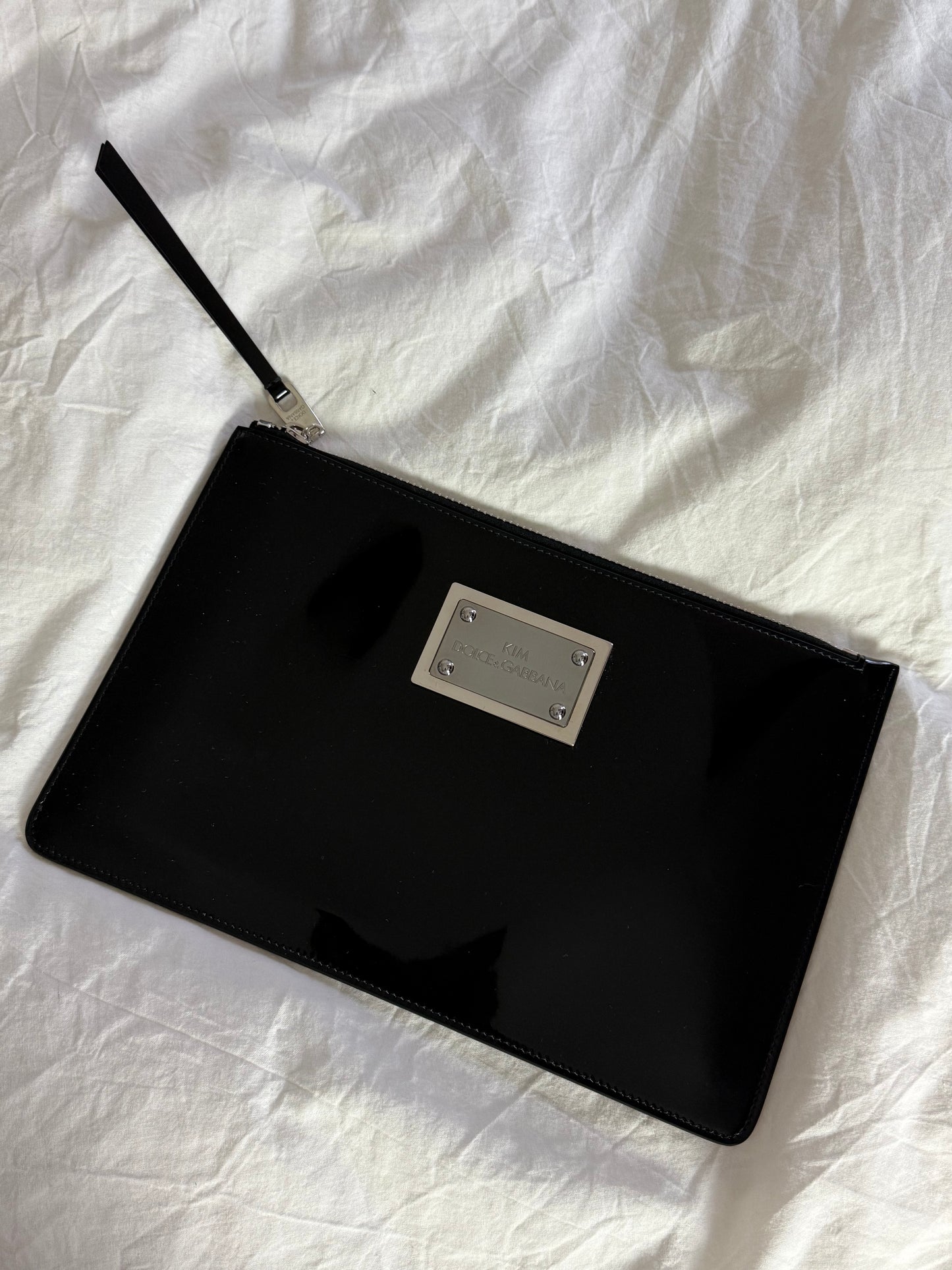 Kim x Dolce Gabbana Black Patent Leather Slim Clutch