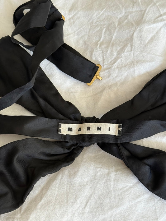 Marni Black Oversize Statement Bow Belt