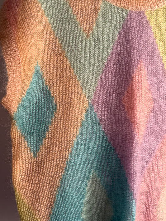 Vintage Jeanne Pierre Diamond Knit Sweater Vest