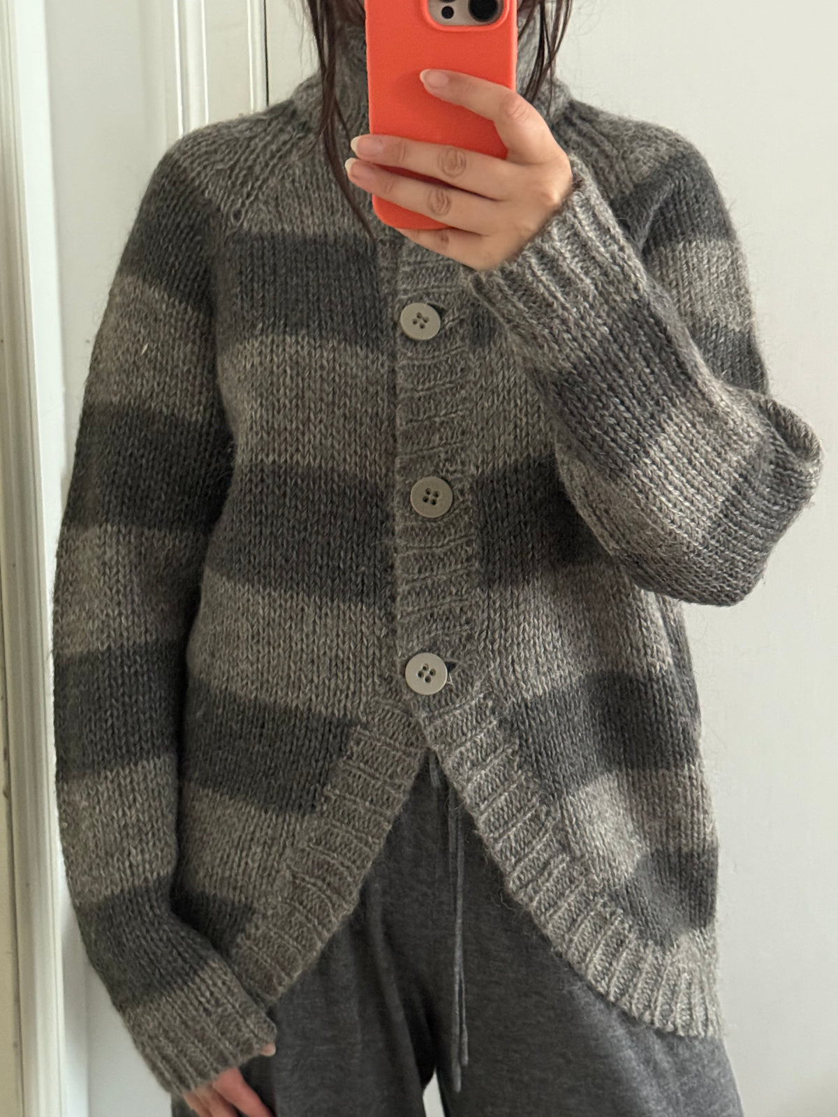Baum und Pferdgarten Striped Alpaca Wool Embroidered Cardigan