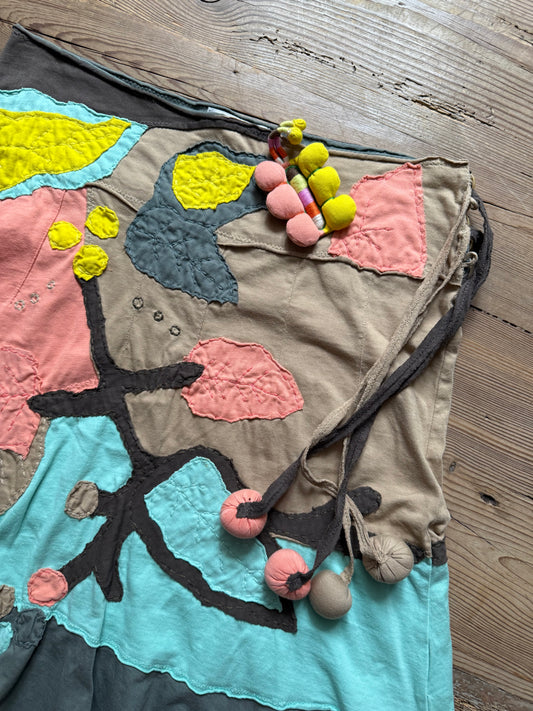 Vintage Skirt in Bright Colors with Butterfly Attachment