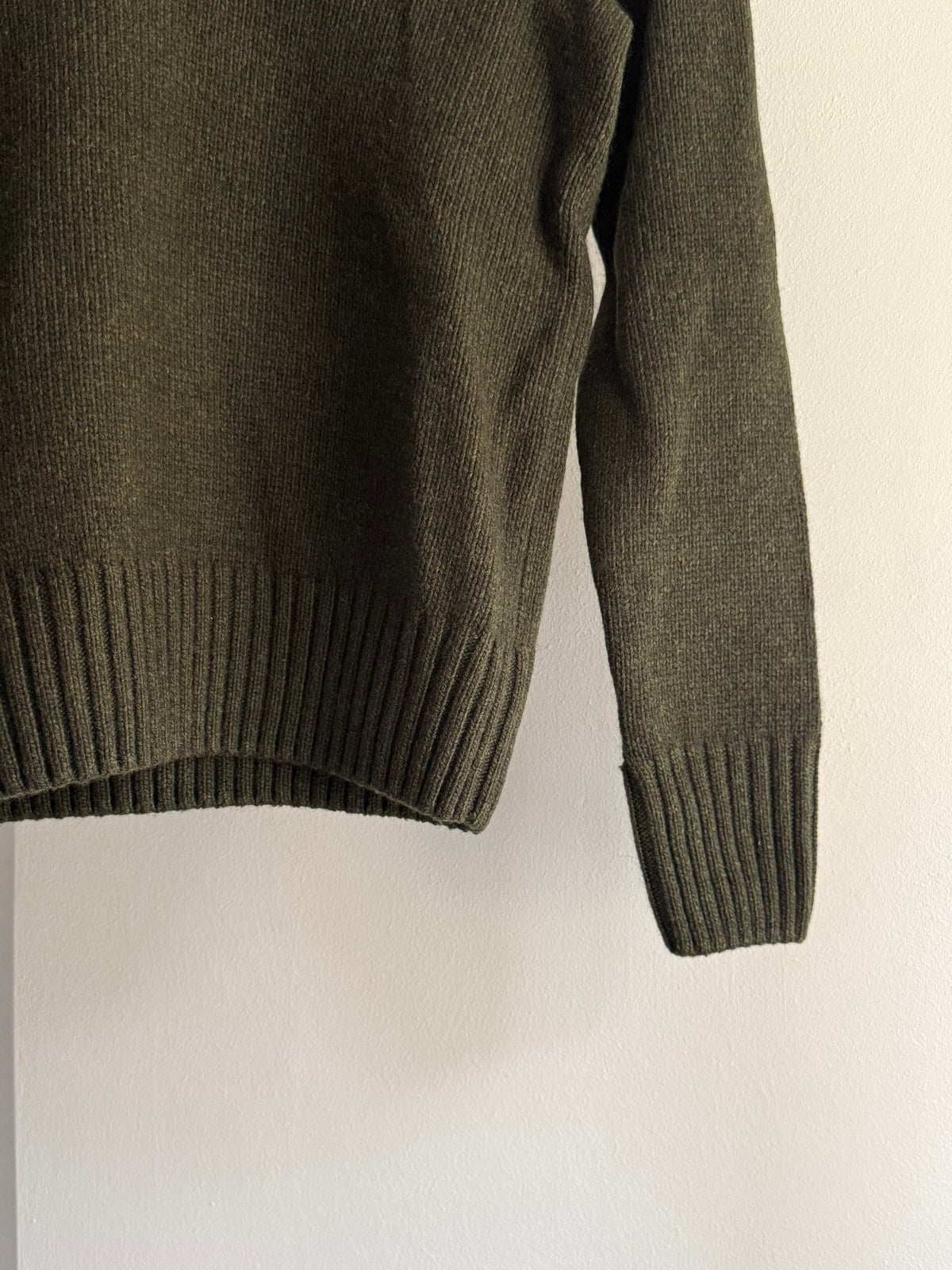 Ralph Lauren Olive Cashmere and Wool Blend Shawl Collar Sweater