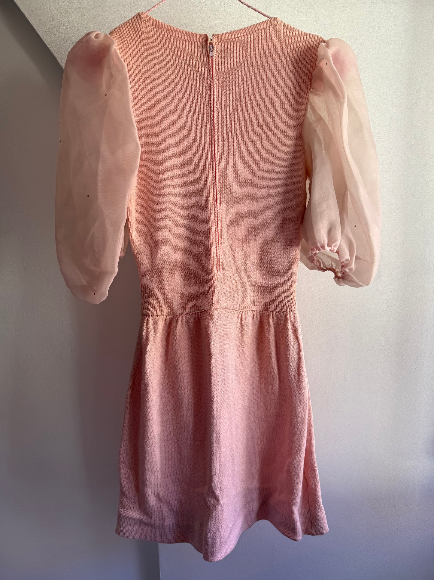 Vintage Blush Puff Sleeve Knit Dress