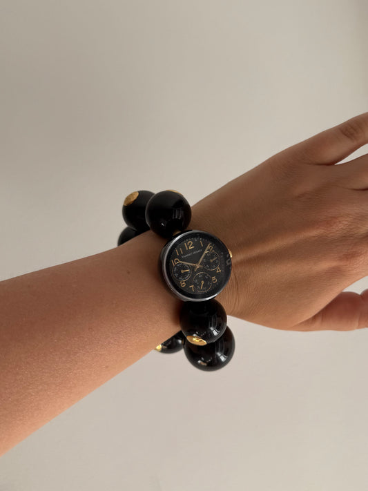 Vintage Tsumori Chisato Black Beaded Bracelet Watch