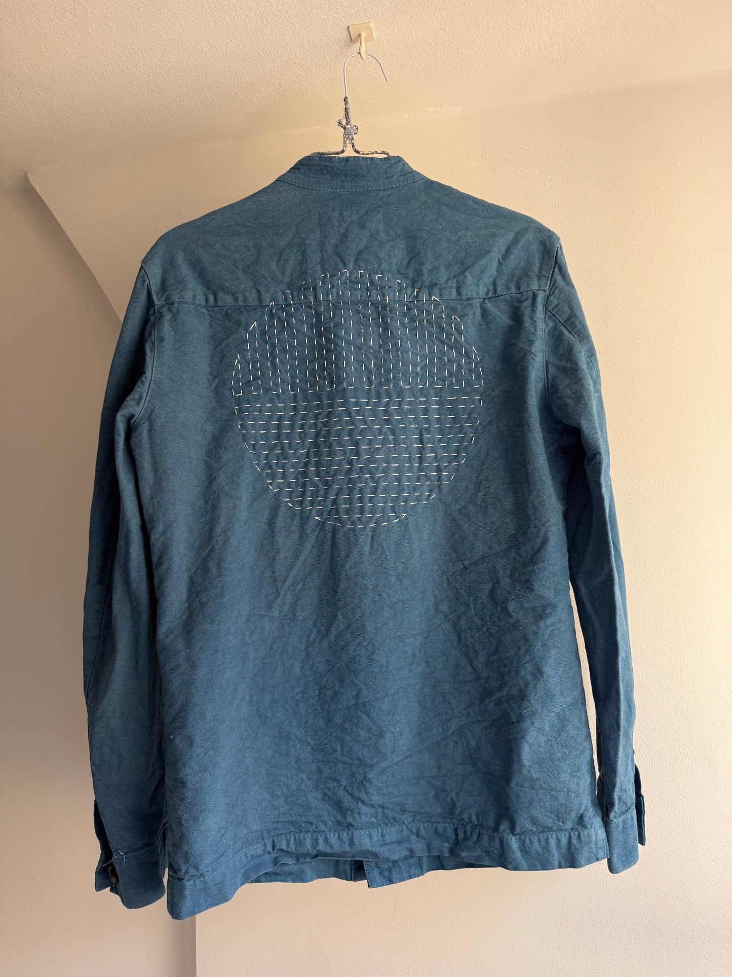 Slow Works Blue Cotton Jacket with Back Motive