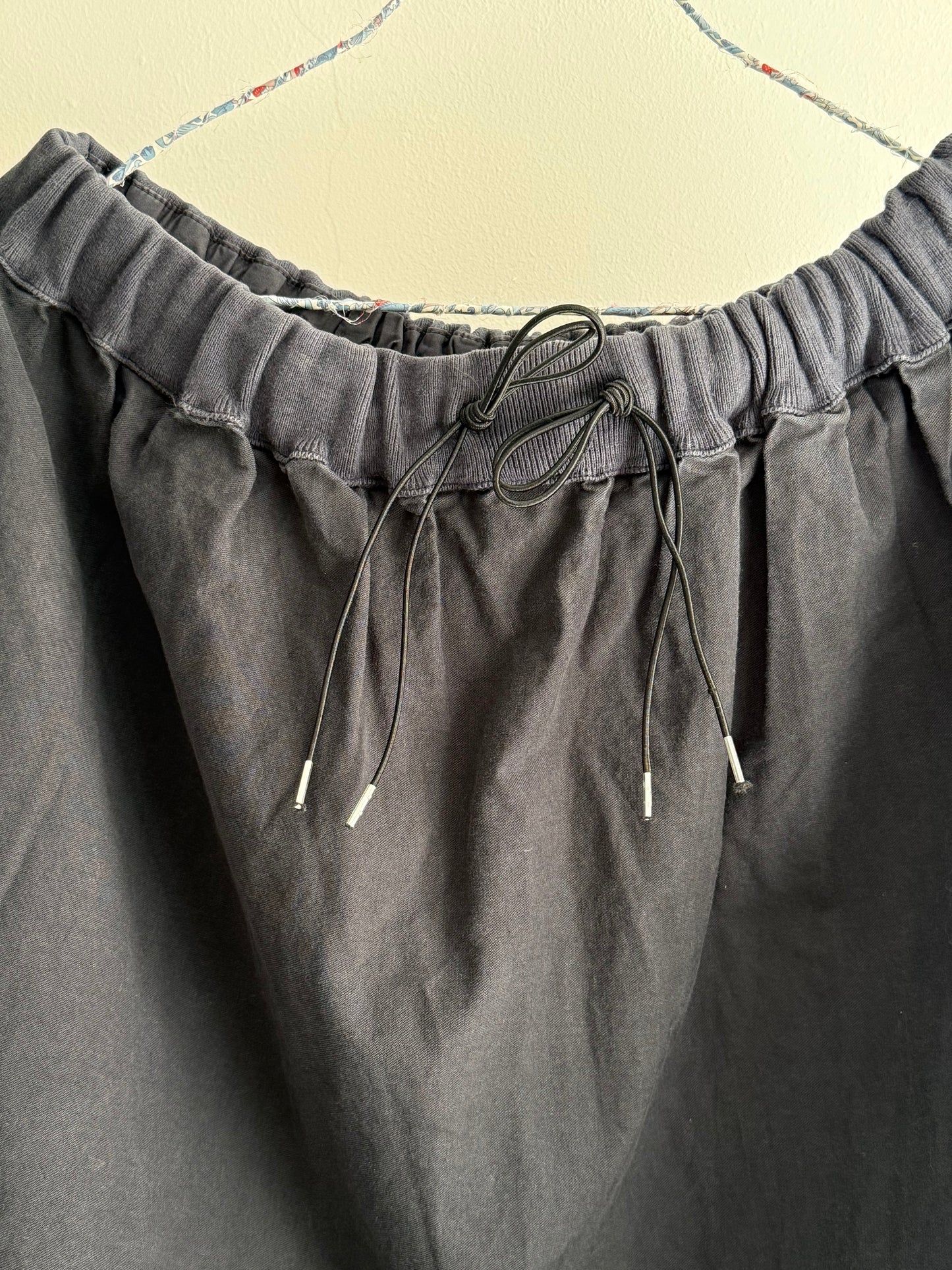 Mads Nørgaard Black Cotton Drawstring Midi Skirt With Raw Hem