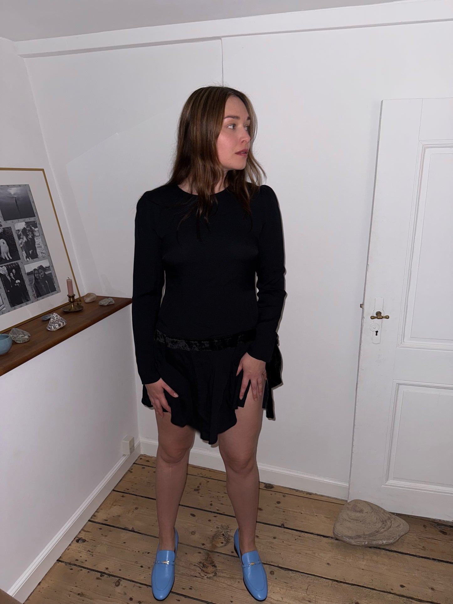 Camille Rowe x Reformation Mini Black Dress