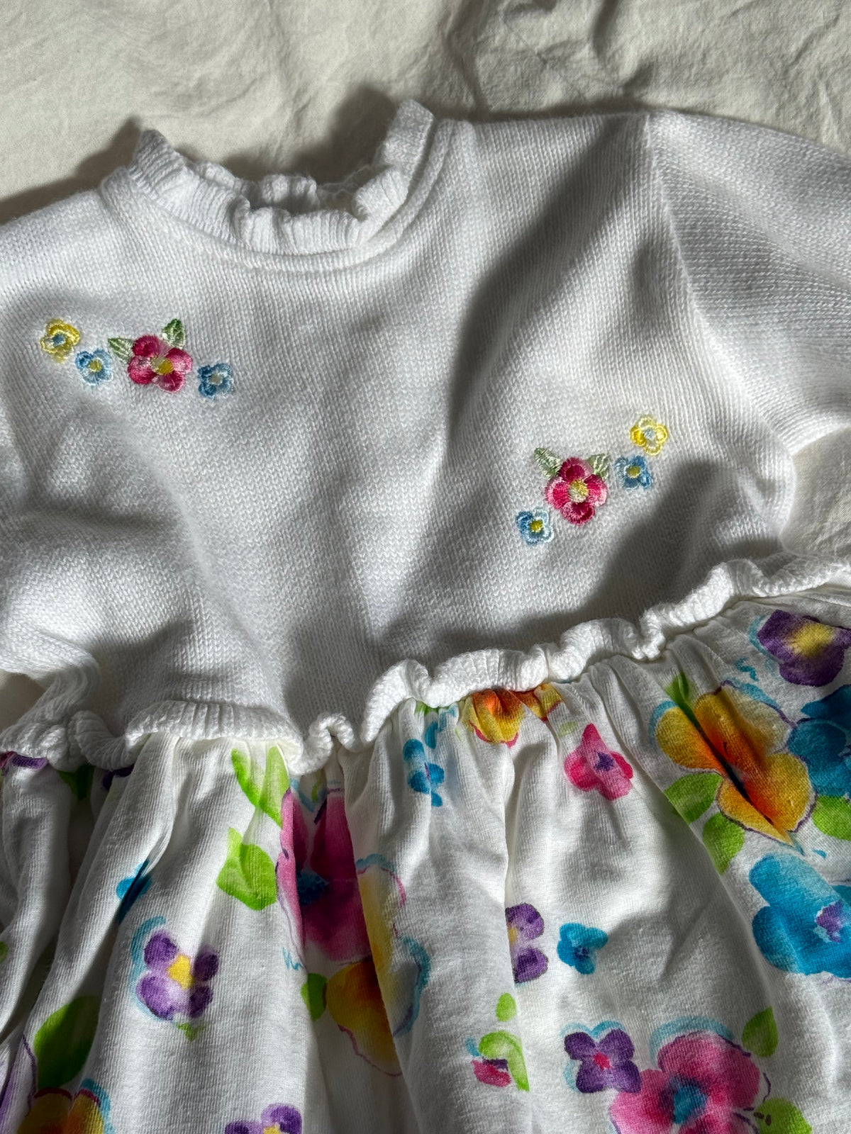 Vintage Baby Flower and Knit Dress