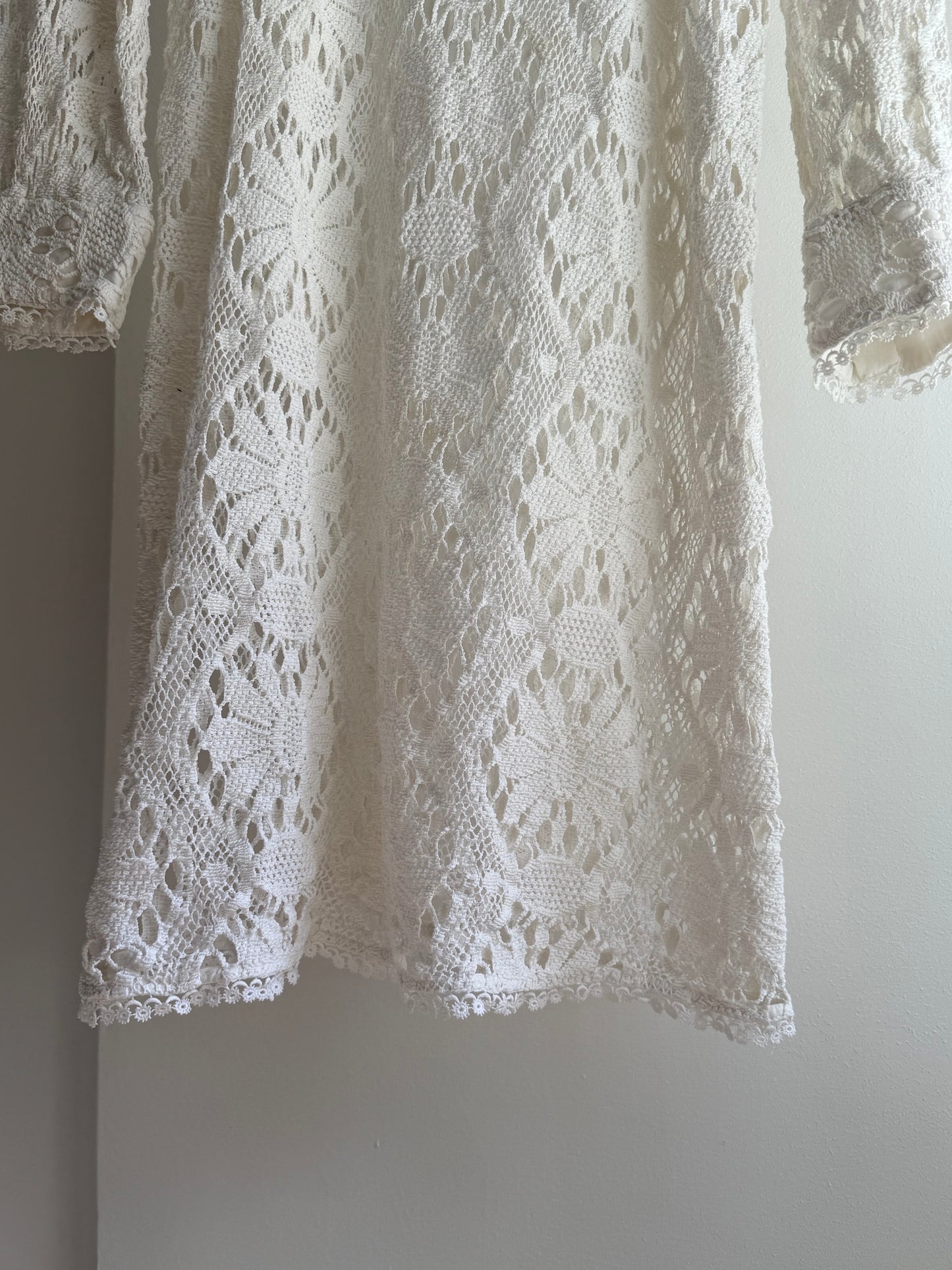 Vintage Crochet Dress with Boat Neckline