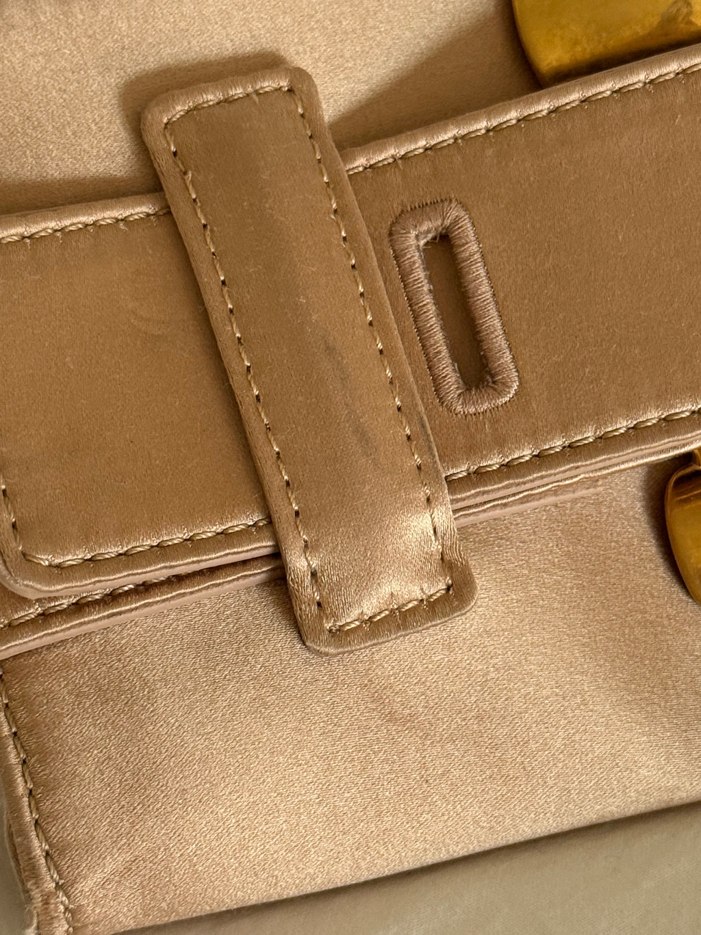 Balmain Rare Belt Clutch in Champagne with Gold Buckle
