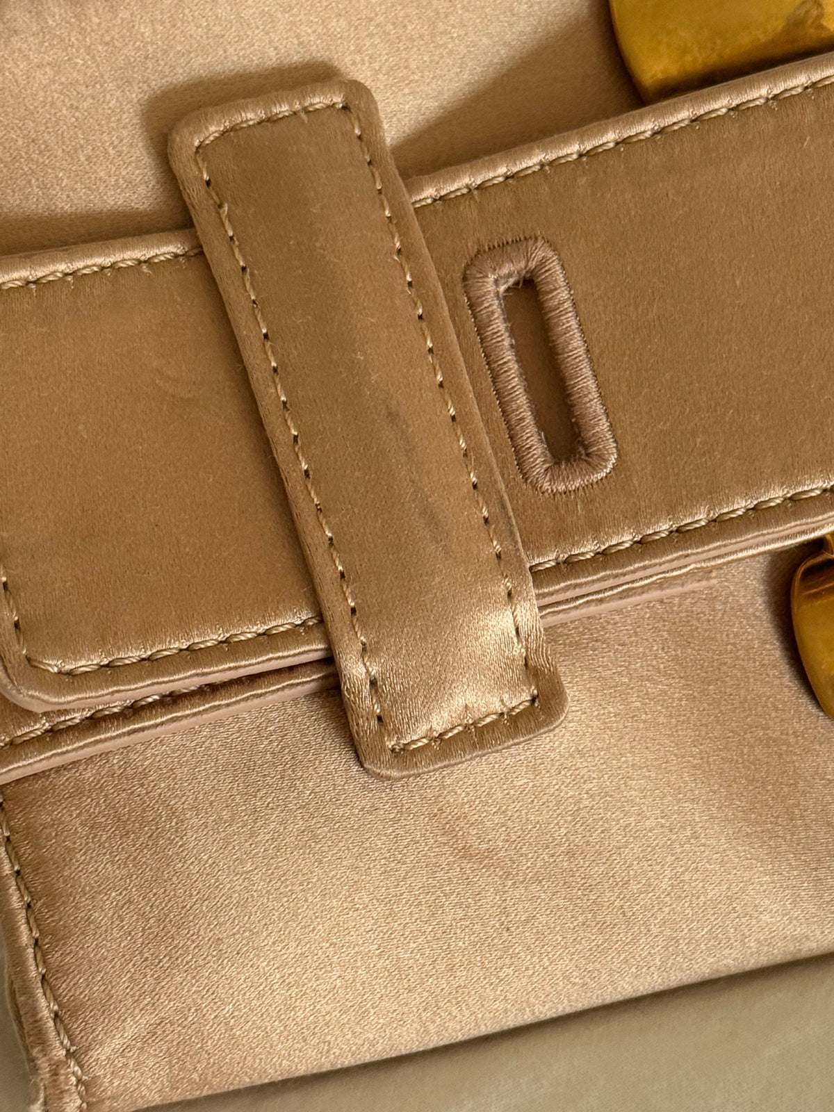 Balmain Rare Belt Clutch in Champagne with Gold Buckle