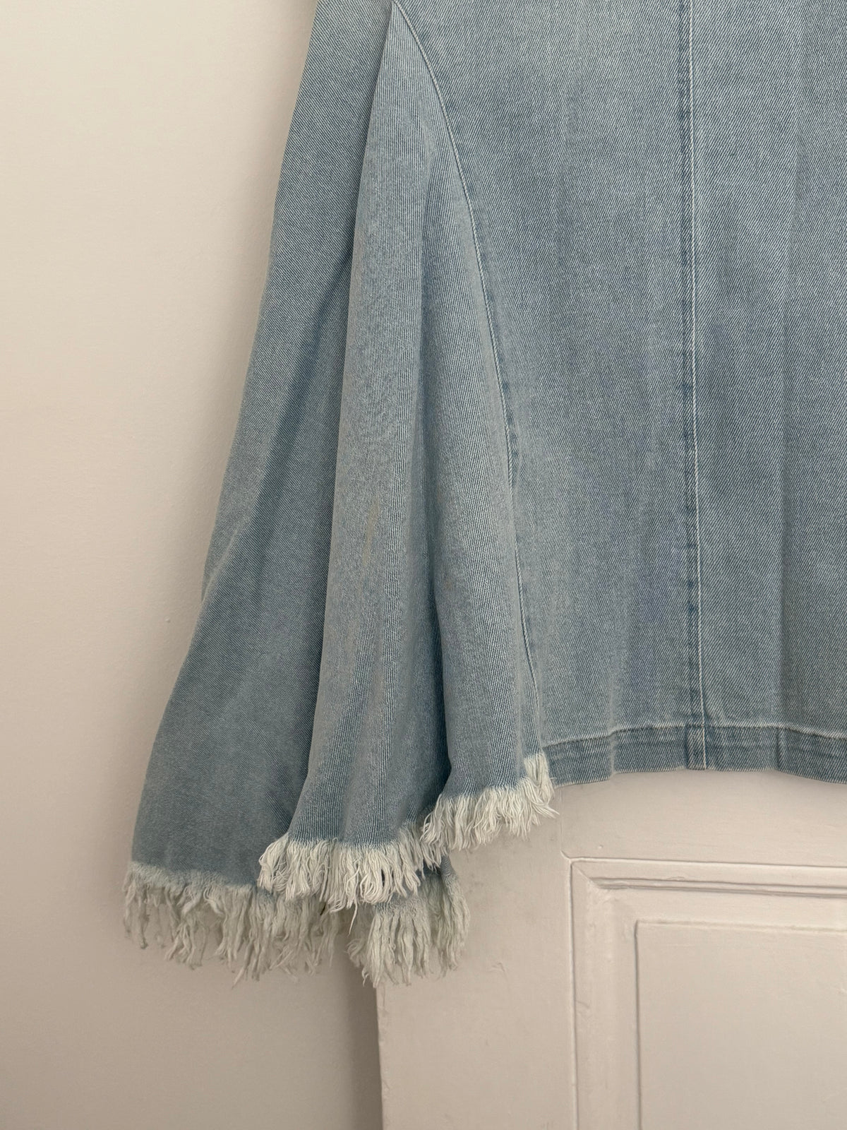 Naya Rea Asymmetric Flared Denim Midi Skirt