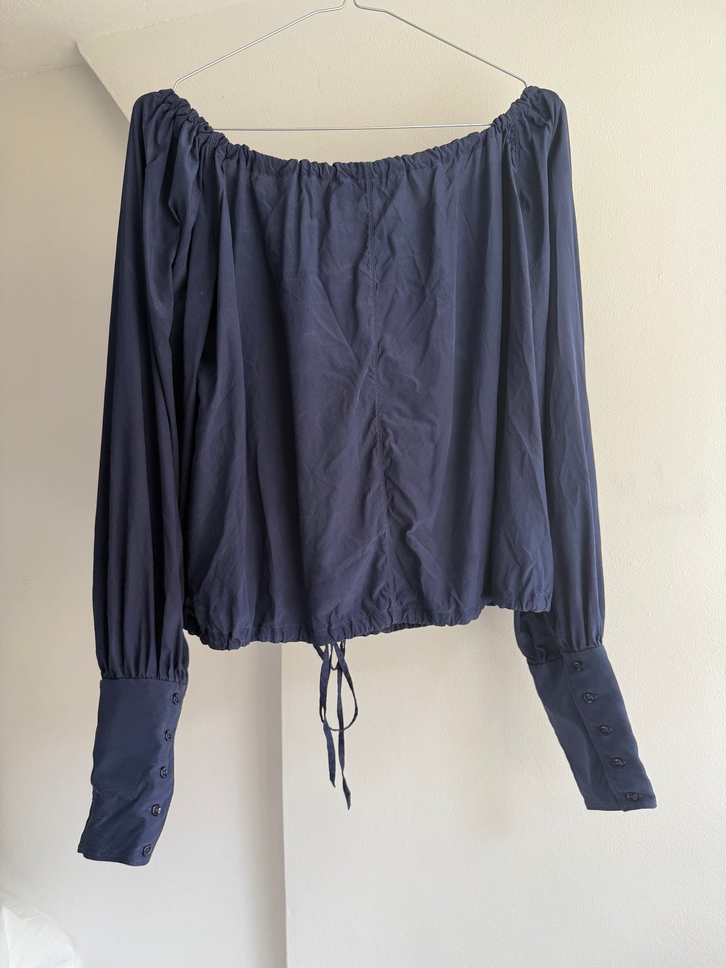Vintage Yves Saint Laurent Navy Silk Top