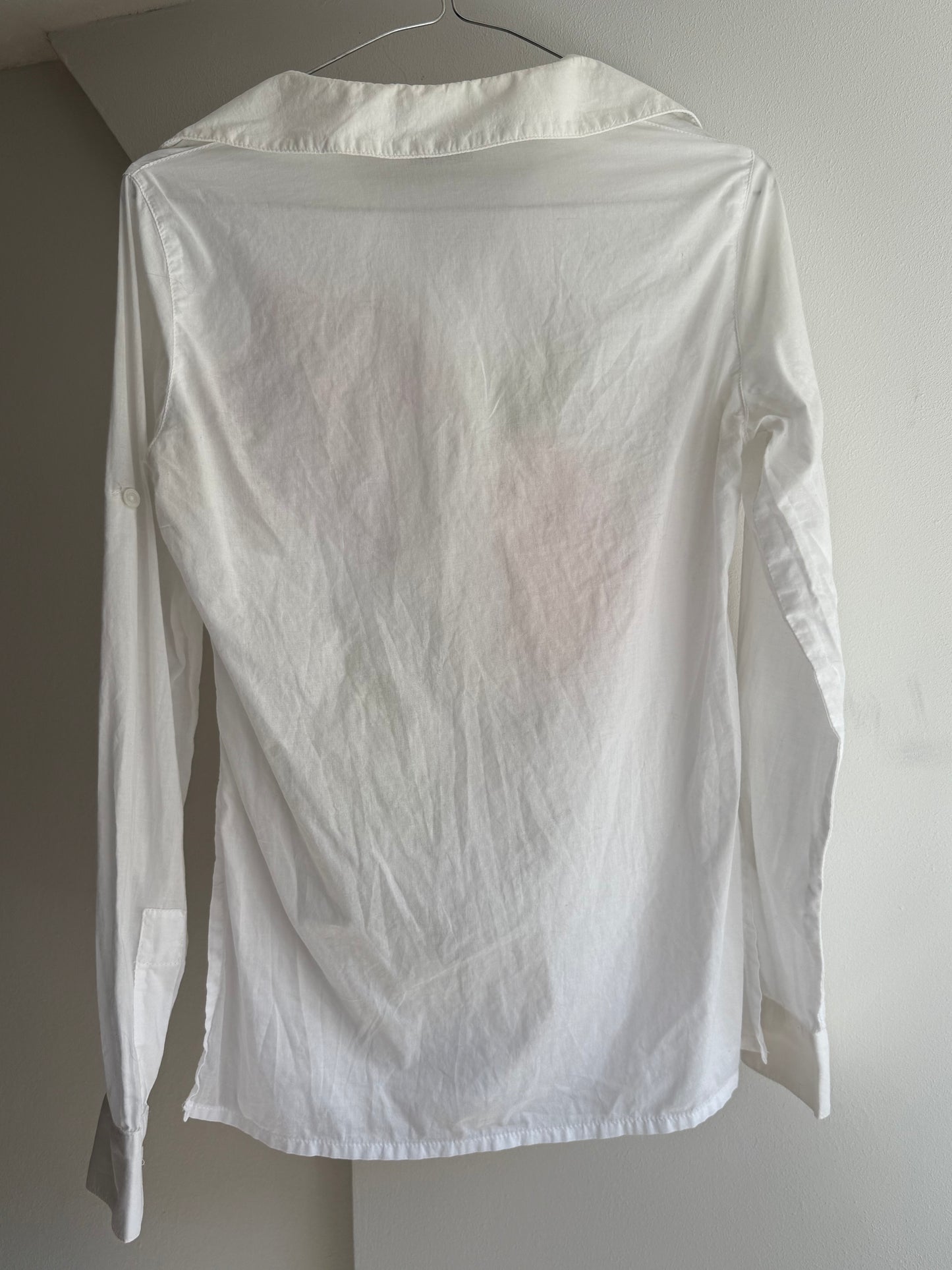 Vintage Roccobarocco White Floral Appliqué Shirt With Painted Lily Motif