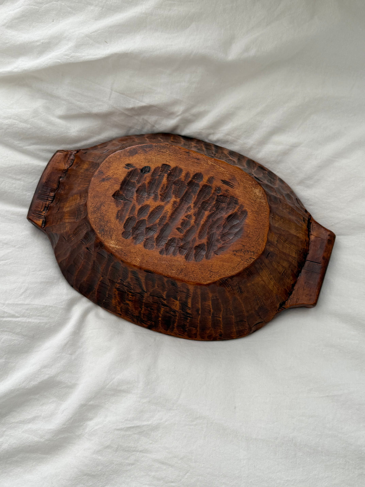 Vintage Hand Carved Rustic Wooden Bowl
