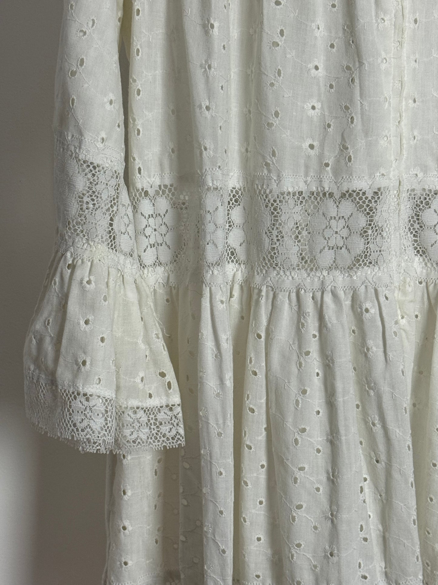 Vintage White Broderie Anglaise Maxi Dress