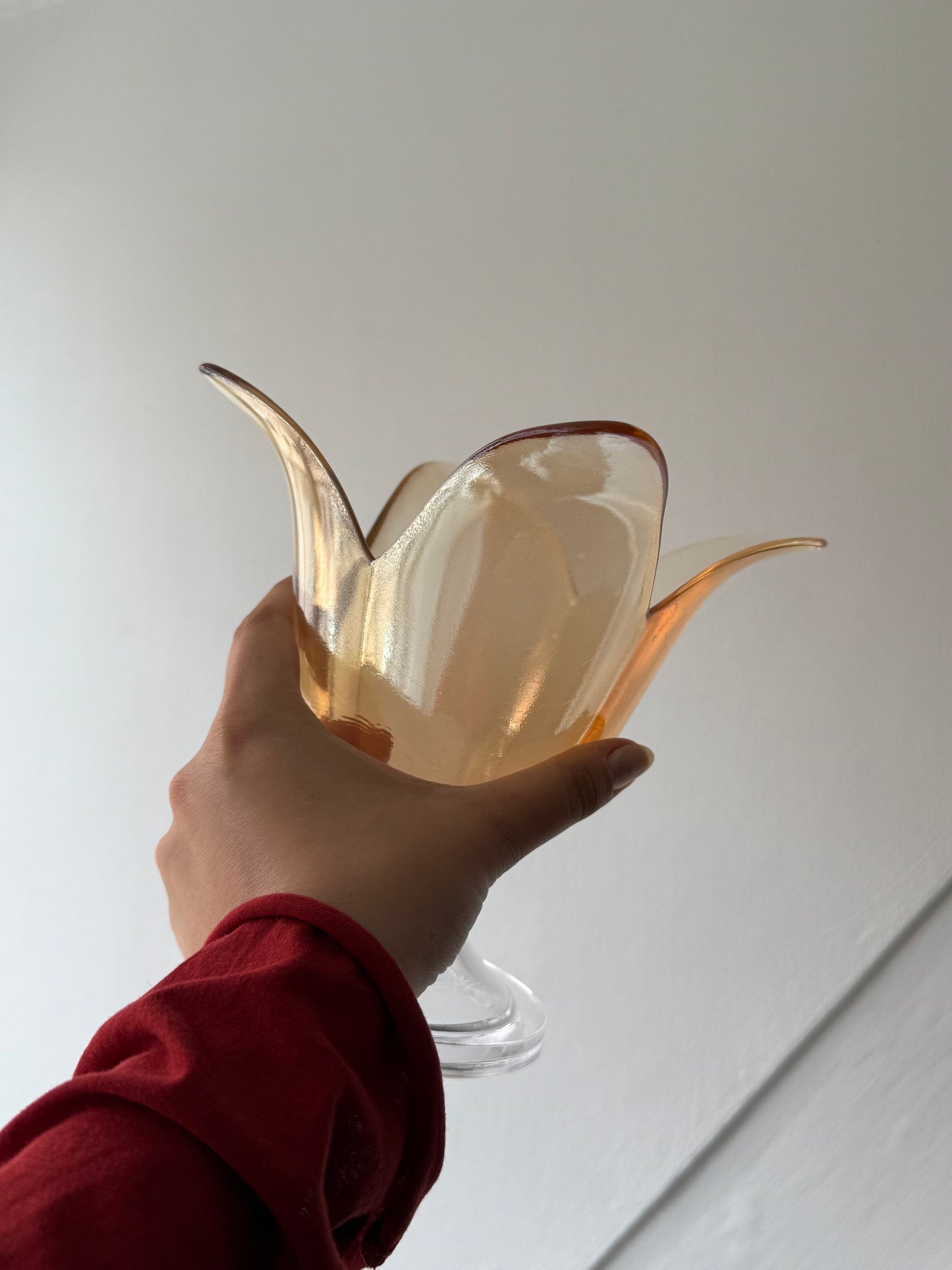 Vintage Amber Glass Pedestal Bowl