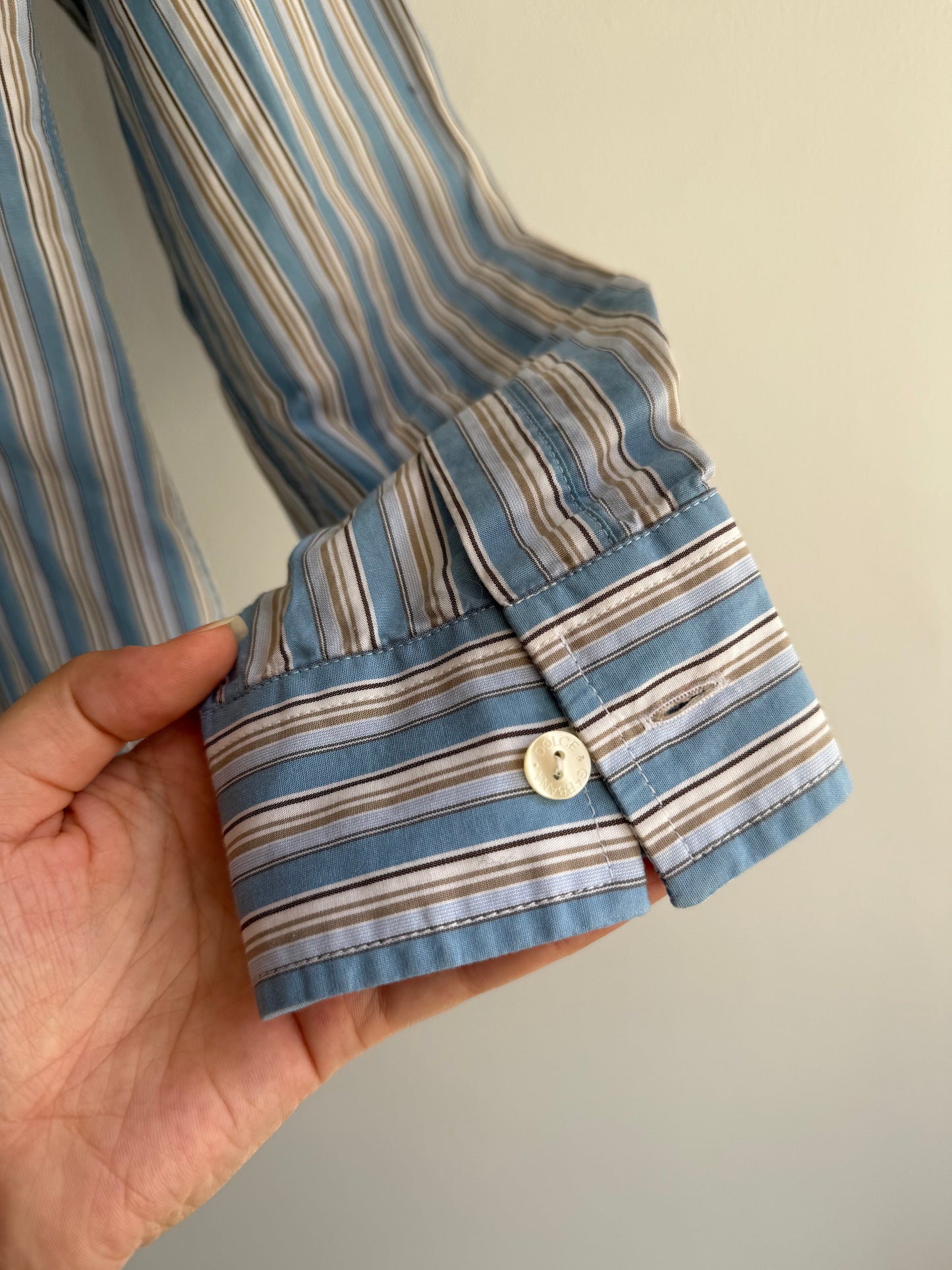 Vintage Dolce & Gabbana Blue Striped Button Up Shirt