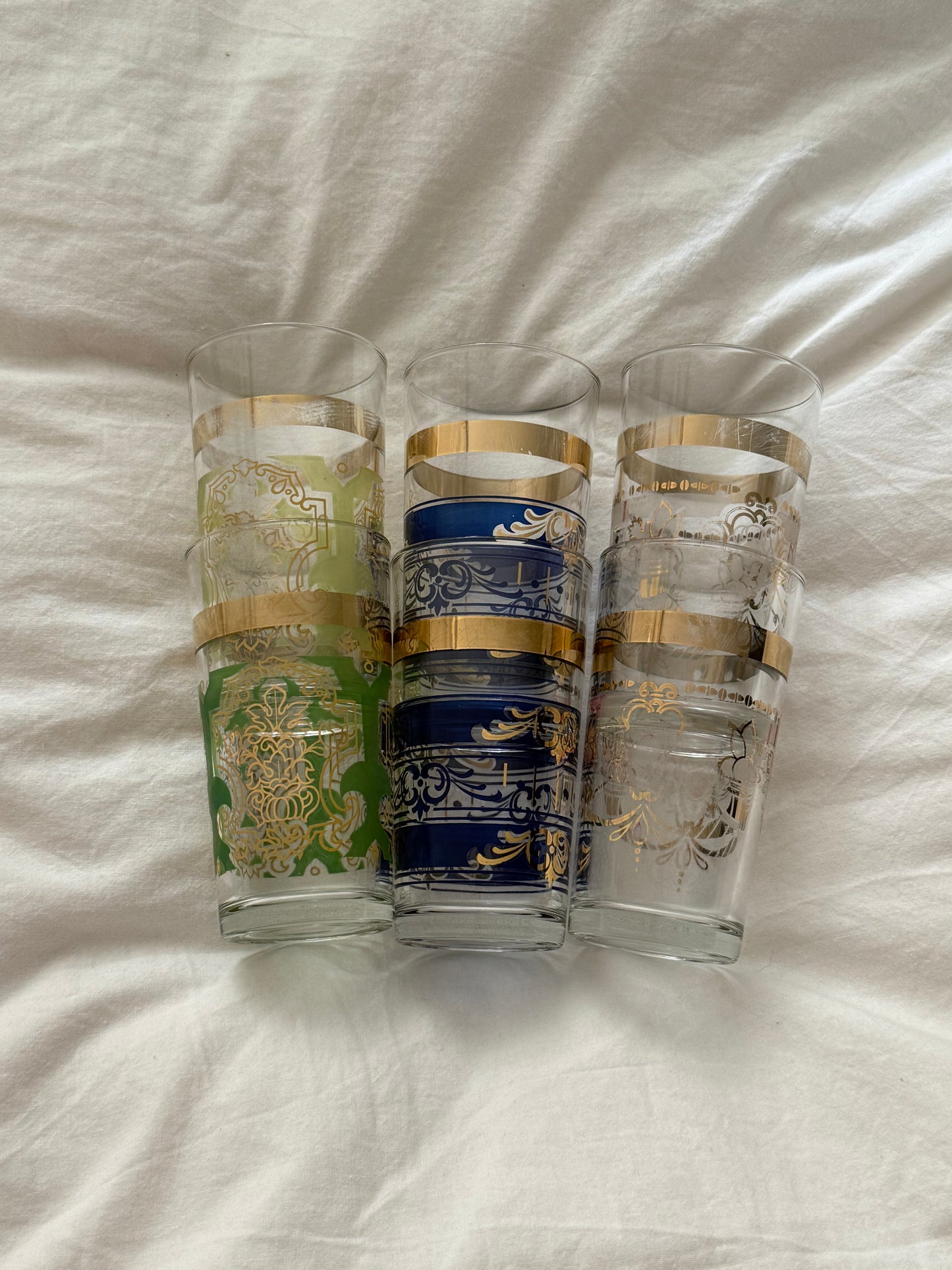Vintage Mid-Century Gold Rim Highball Glasses Set of 2