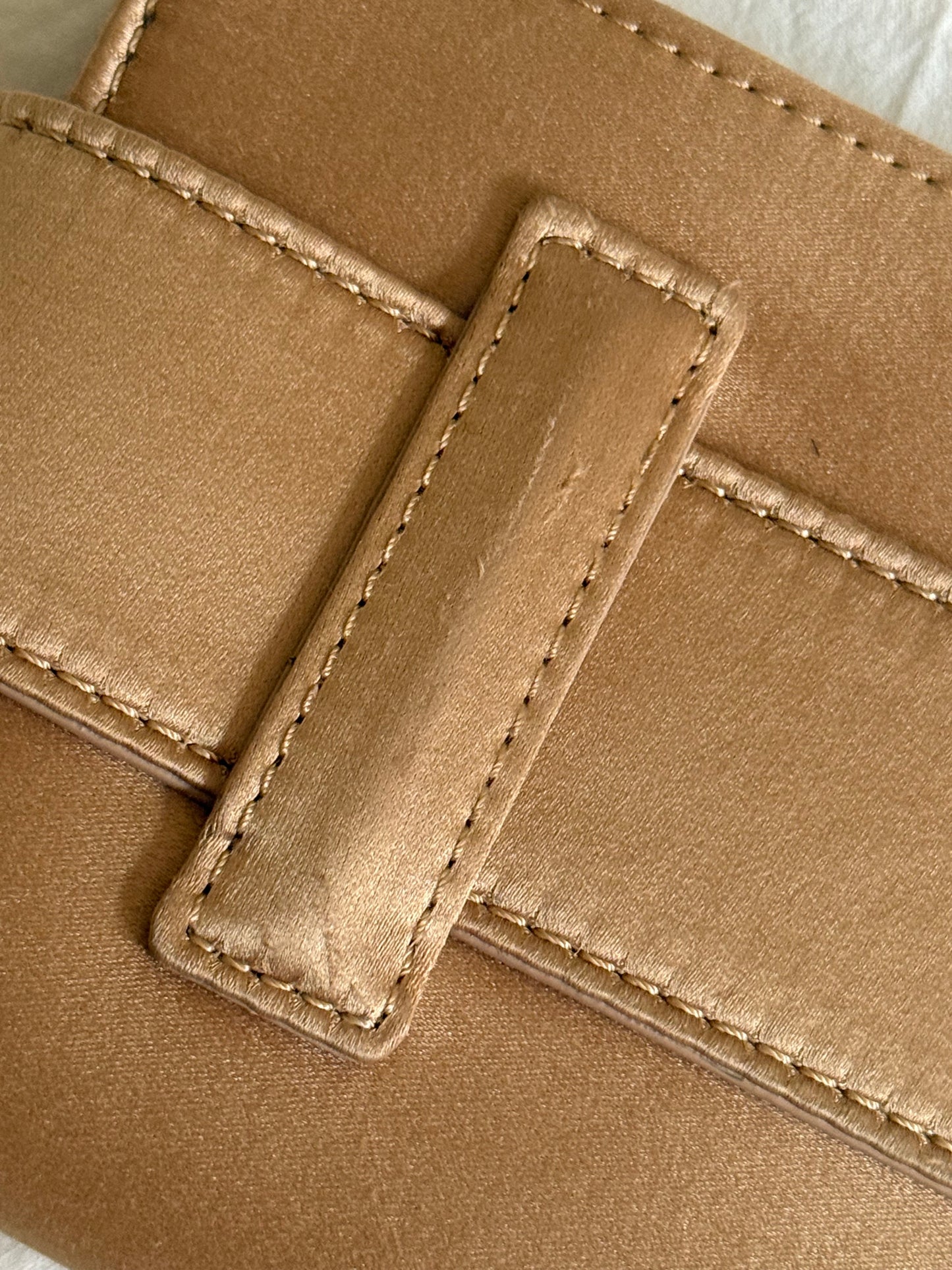 Balmain Rare Belt Clutch in Champagne with Gold Buckle