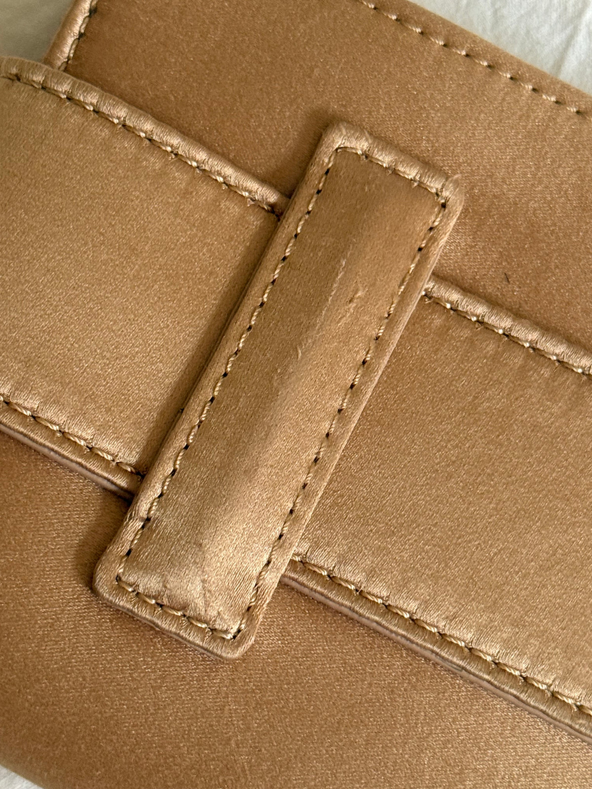 Balmain Rare Belt Clutch in Champagne with Gold Buckle