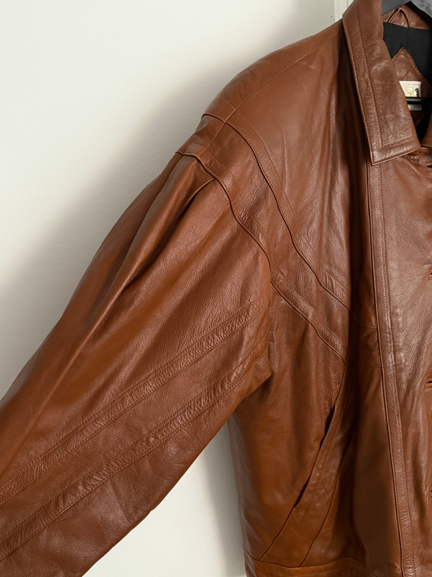 Vintage Dija Cognac Brown Oversized Leather Jacket