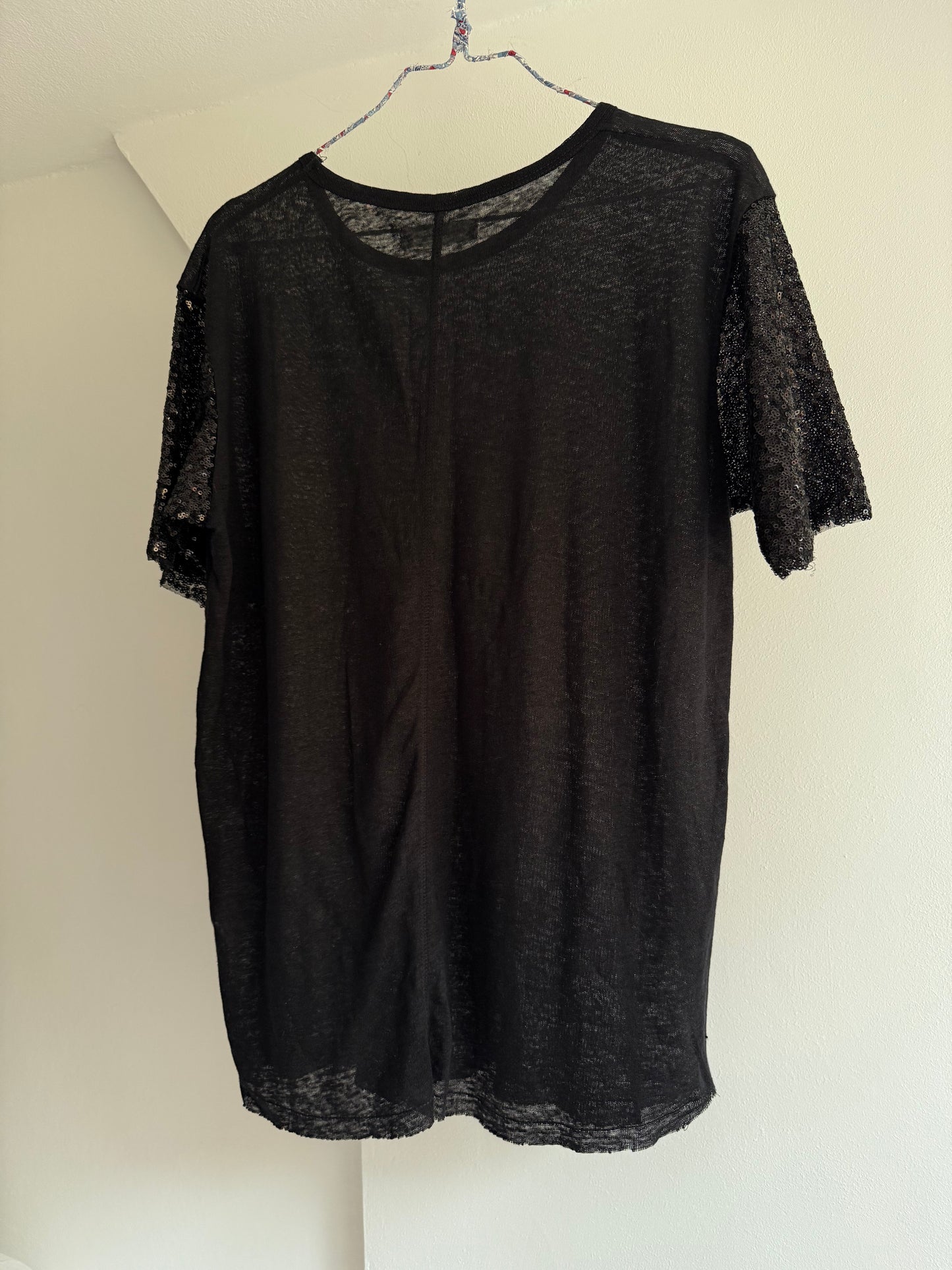 Anine Bing T-shirt with Sequin Sleeves