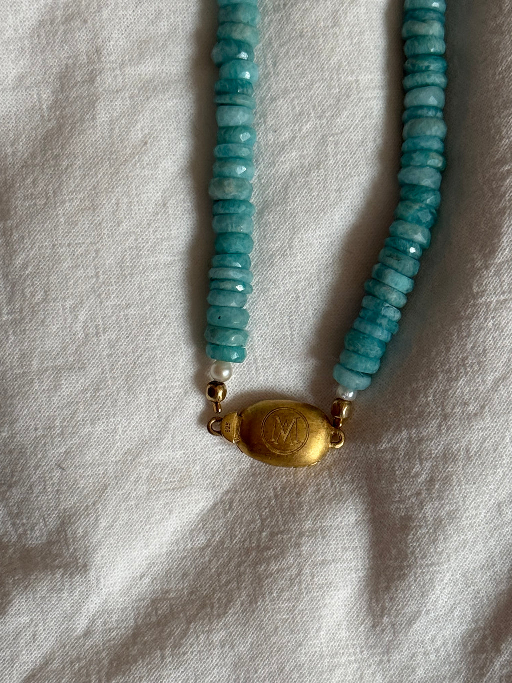 Amanda Marcucci Larimar and Fresh Water Pearls Necklace
