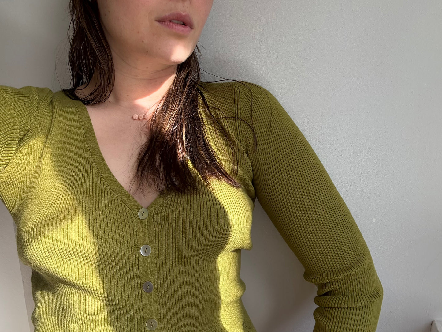 Rouge Olive Cardigan with an Embroidered 'R'