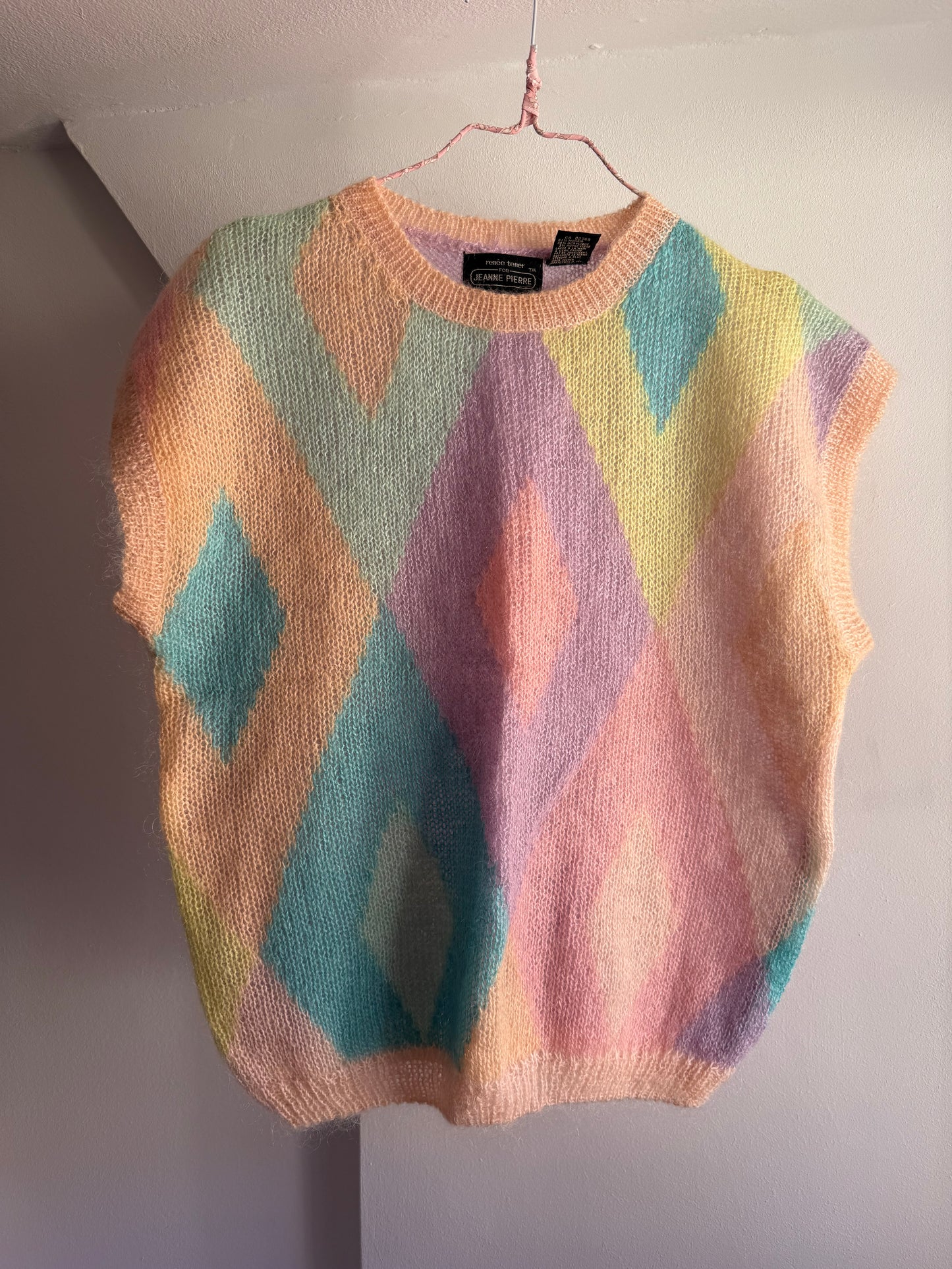 Vintage Jeanne Pierre Diamond Knit Sweater Vest