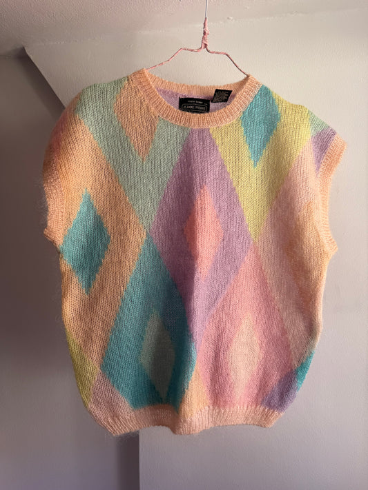 Vintage Jeanne Pierre Diamond Knit Sweater Vest