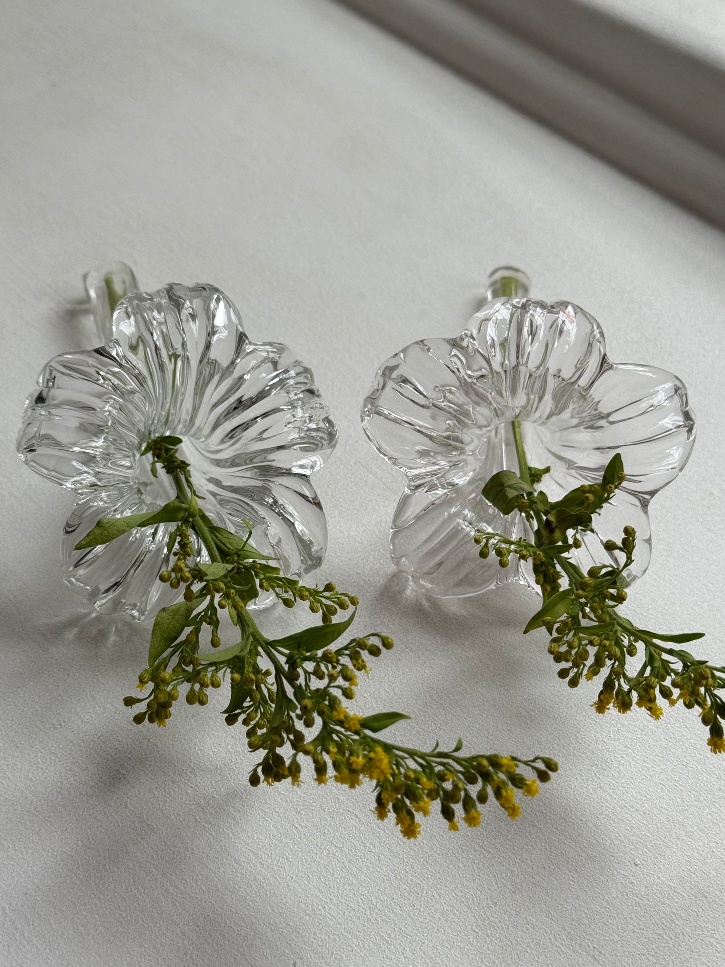 Pair of Vintage Glass Lily Vases