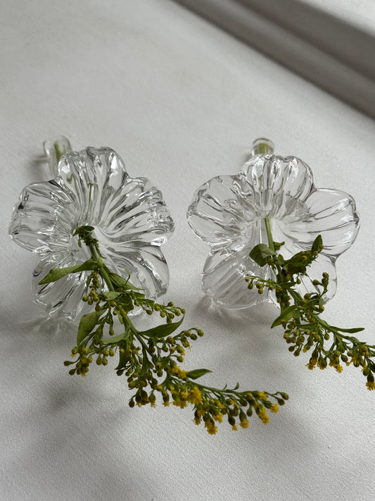 Pair of Vintage Glass Lily Vases