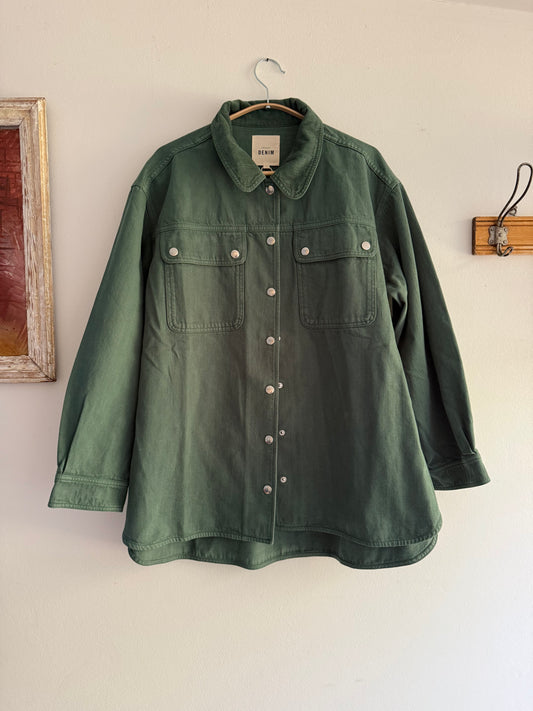 Sezane Green Denim Jacket