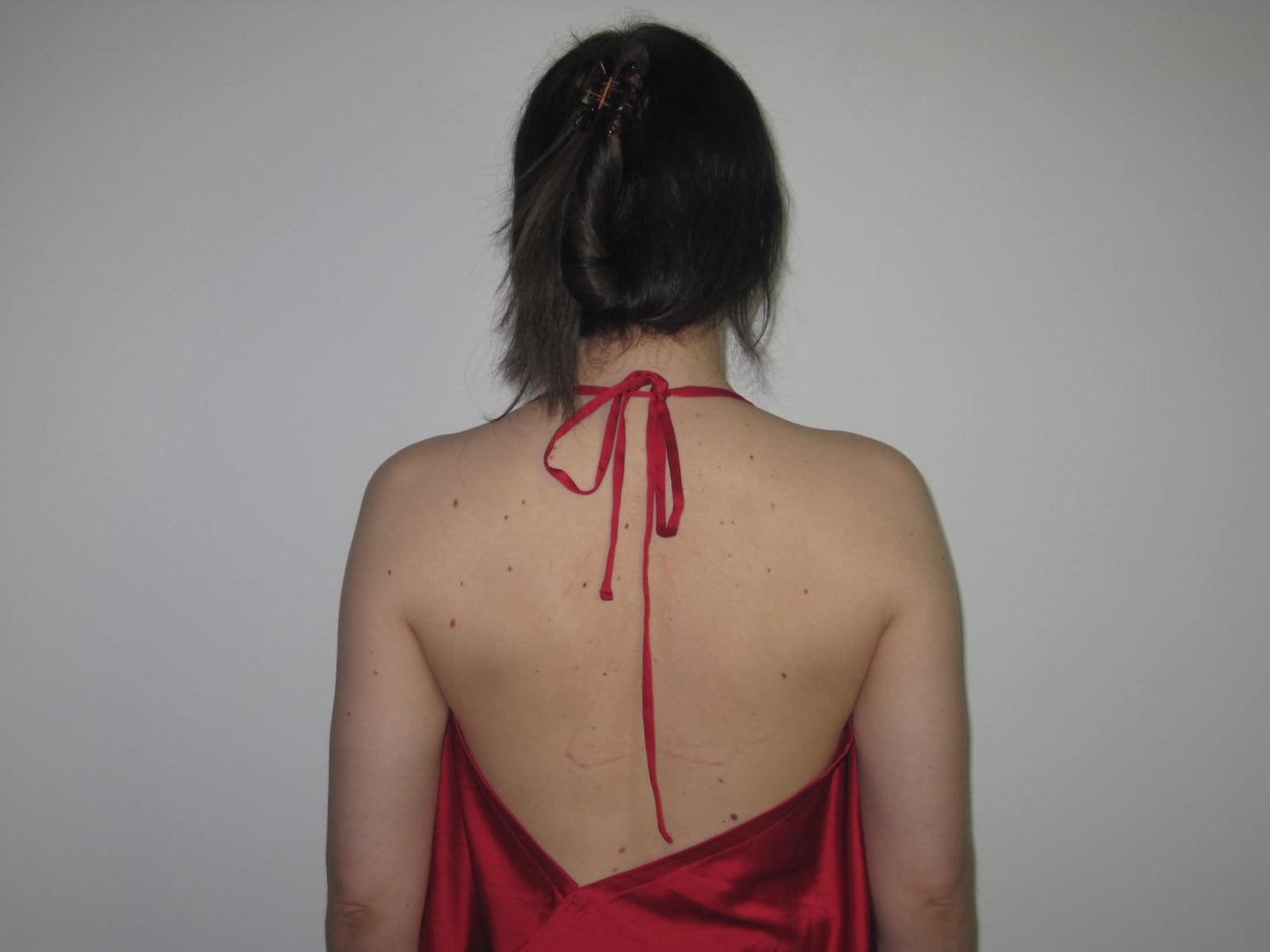 Y-3 Yohji Yamamoto Red Draped Open Back Top