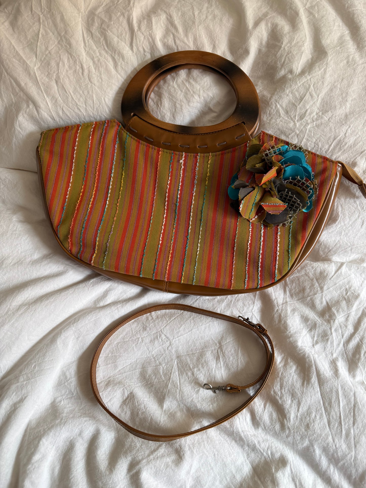 Vintage Bag and Matching Wallet with Flower Attachment