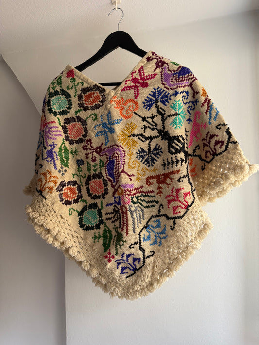 Las Niñas Poncho with Animal Motives