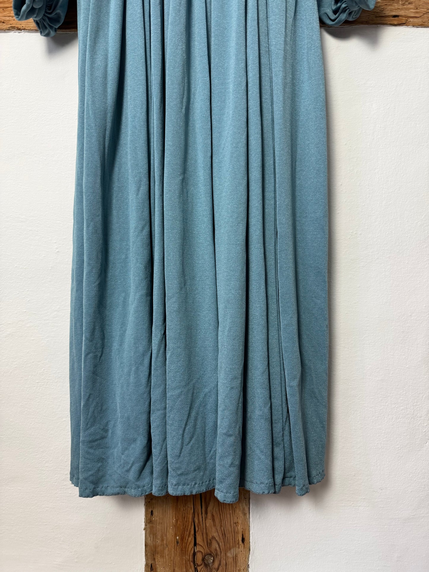 Vintage Rare Jean Varon Sky Blue Maxi Dress with Appliqué Details