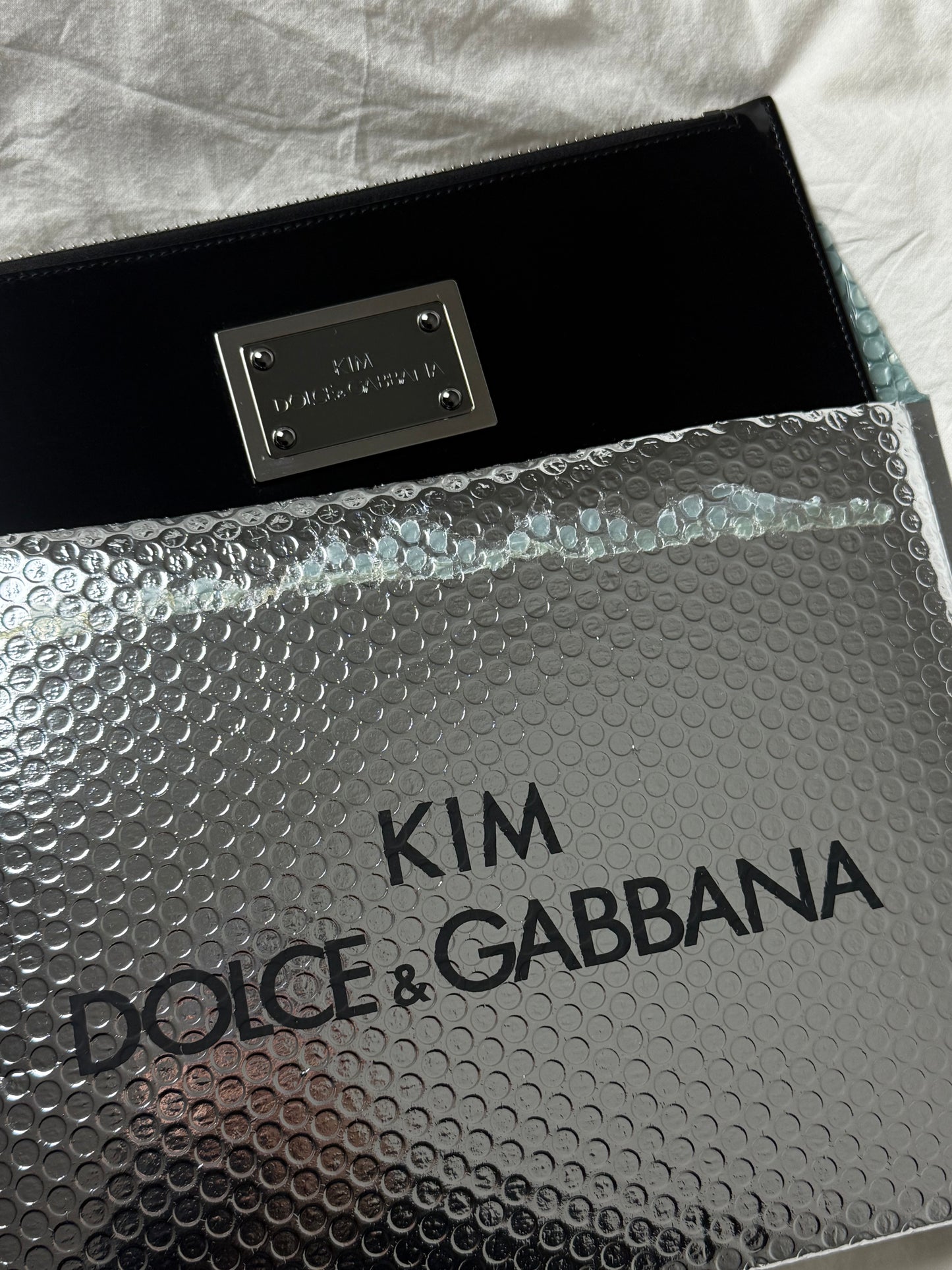 Kim x Dolce Gabbana Black Patent Leather Slim Clutch