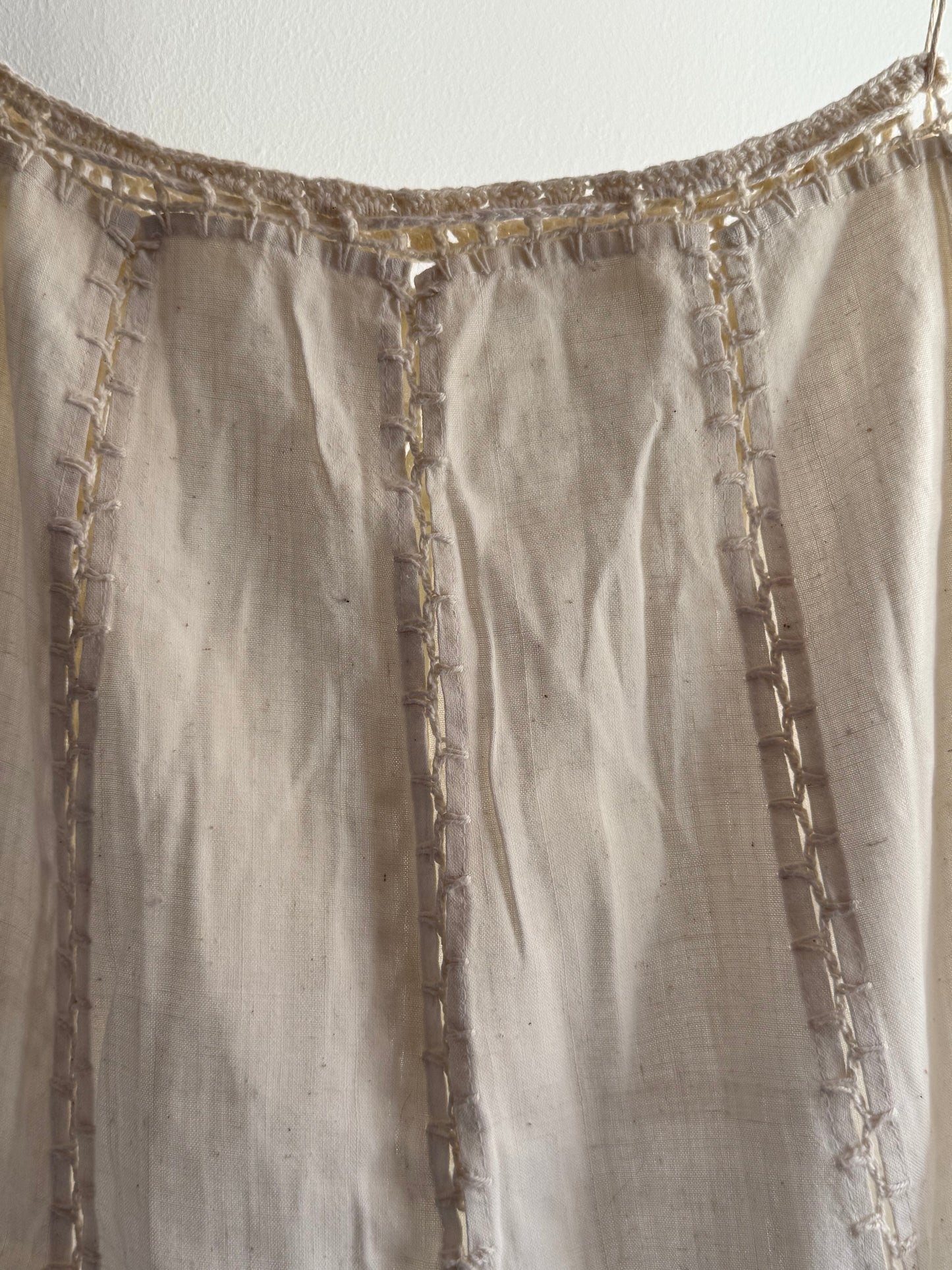 Vintage Linen Blend Crochet Trim Skirt
