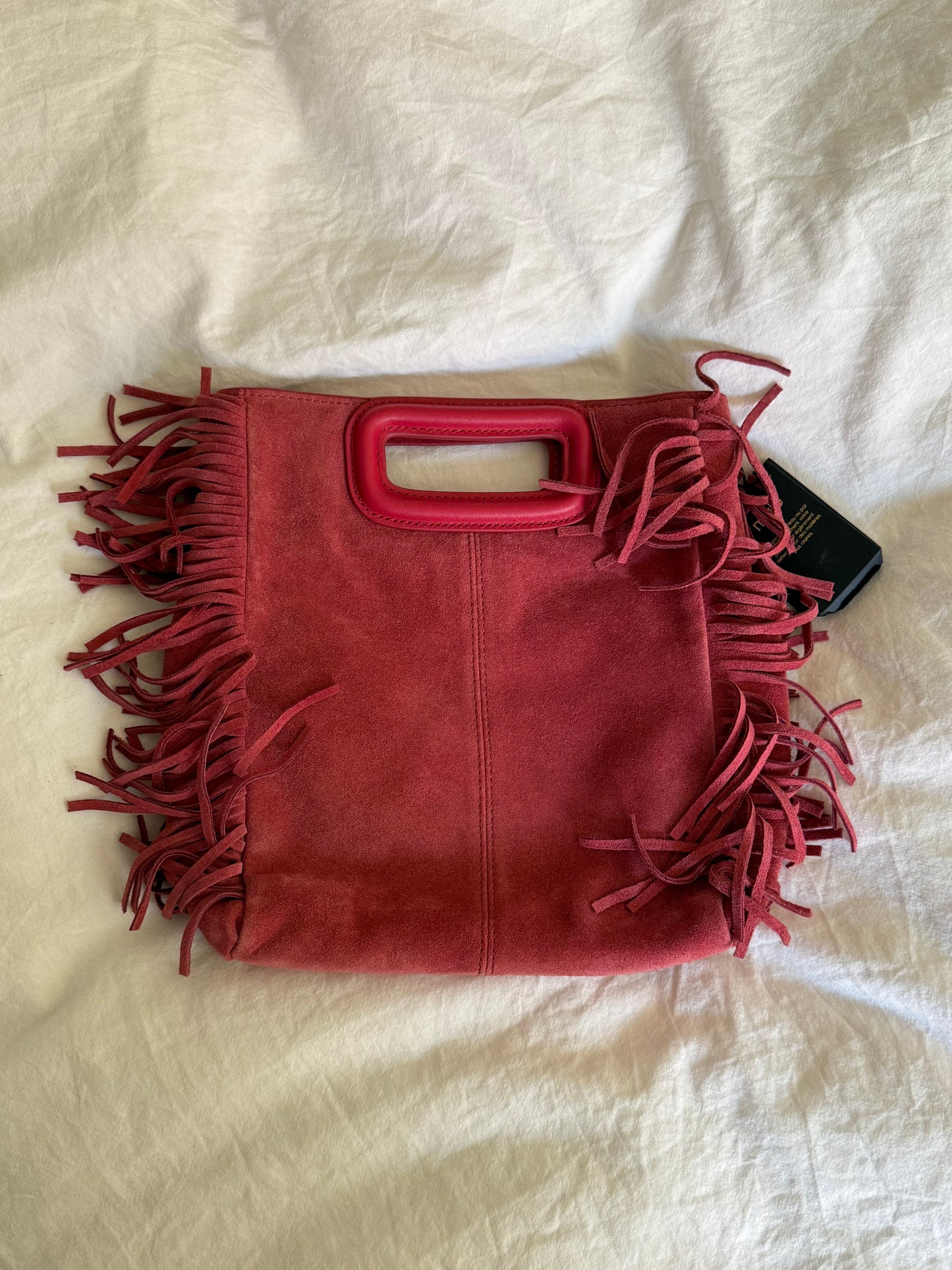 Maje Pink Suede Fringe Tote Bag
